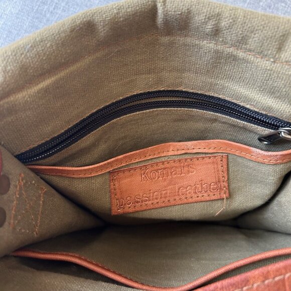 Vintage leather cross body messenger bag brass buckles Men's - Picture 9 of 16